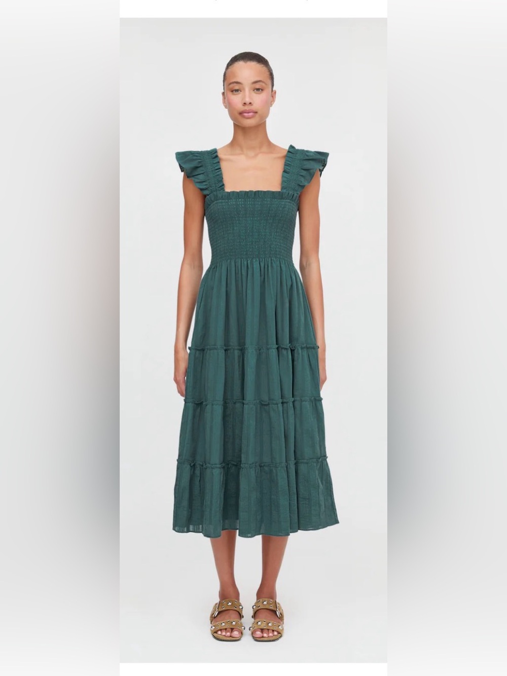 Hill House The Ellie Nap Dress XS Midnight Green 100% cotton